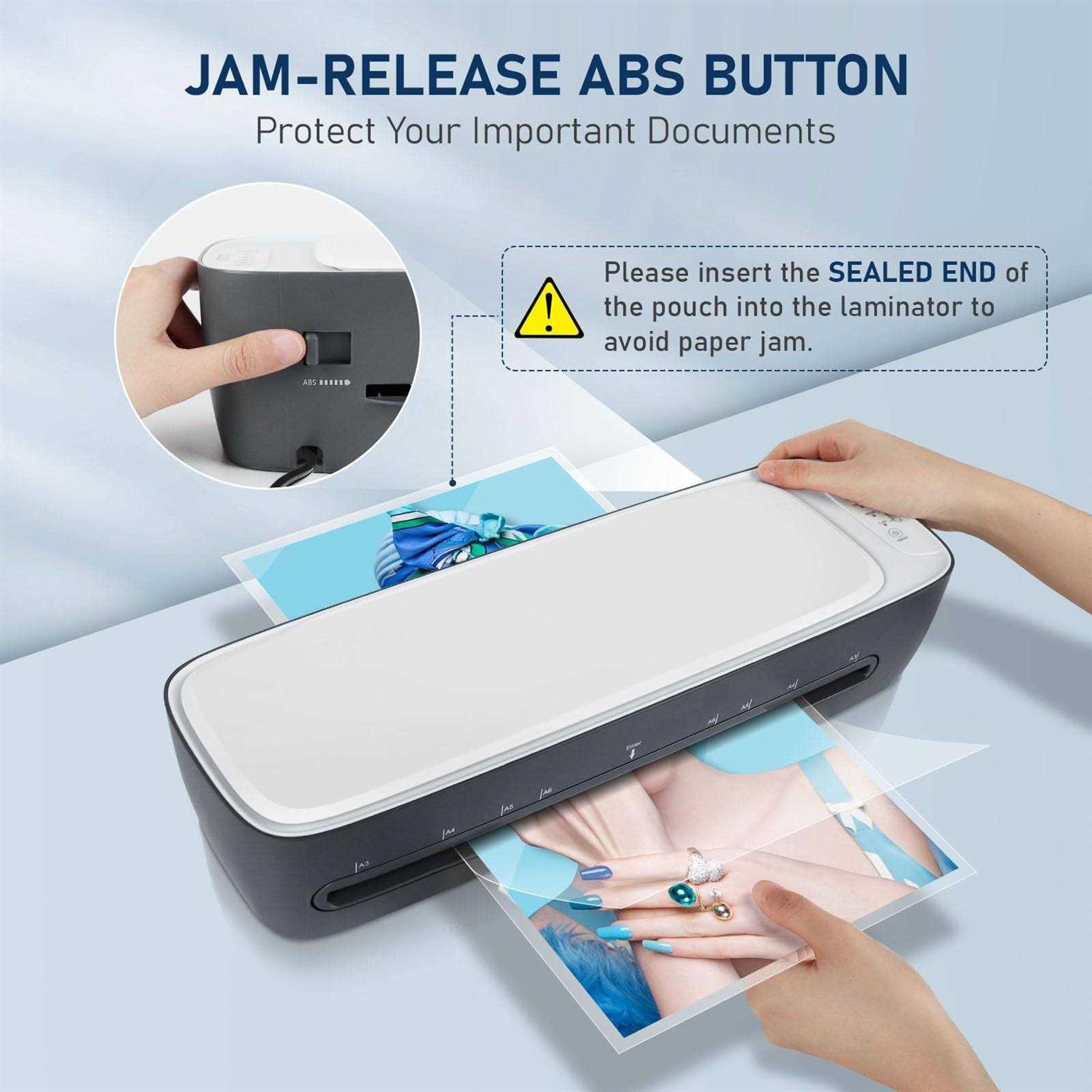 Laminator 13 Inch A3 Laminator Machine, 9 in 1 Desktop Thermal Laminator Never Jam 40 Laminating Pouches, Paper Trimmer and Corner Rounder - Image 5