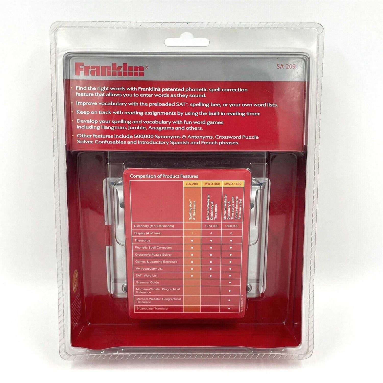 Franklin Electronic Publishers SA-309 Spelling Ace Thesaurus with Merriam-Webster Puzzle Solver - Image 5