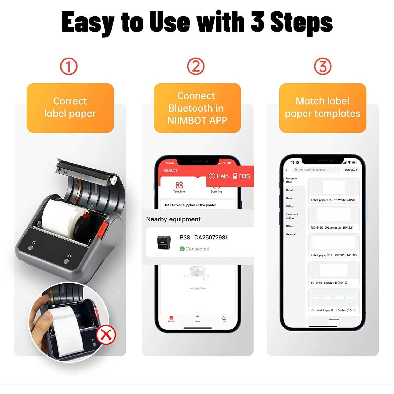 Niimbot B3S Label Maker with Tape 3Inch Portable Bluetooth Thermal Label Printer - Image 3