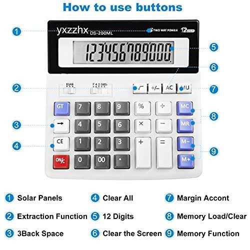Desk Calculator 12 Digit Extra Large 4.3-Inch Lcd Display, Two Way Power Battery and Solar Calculators Desktop - Image 3