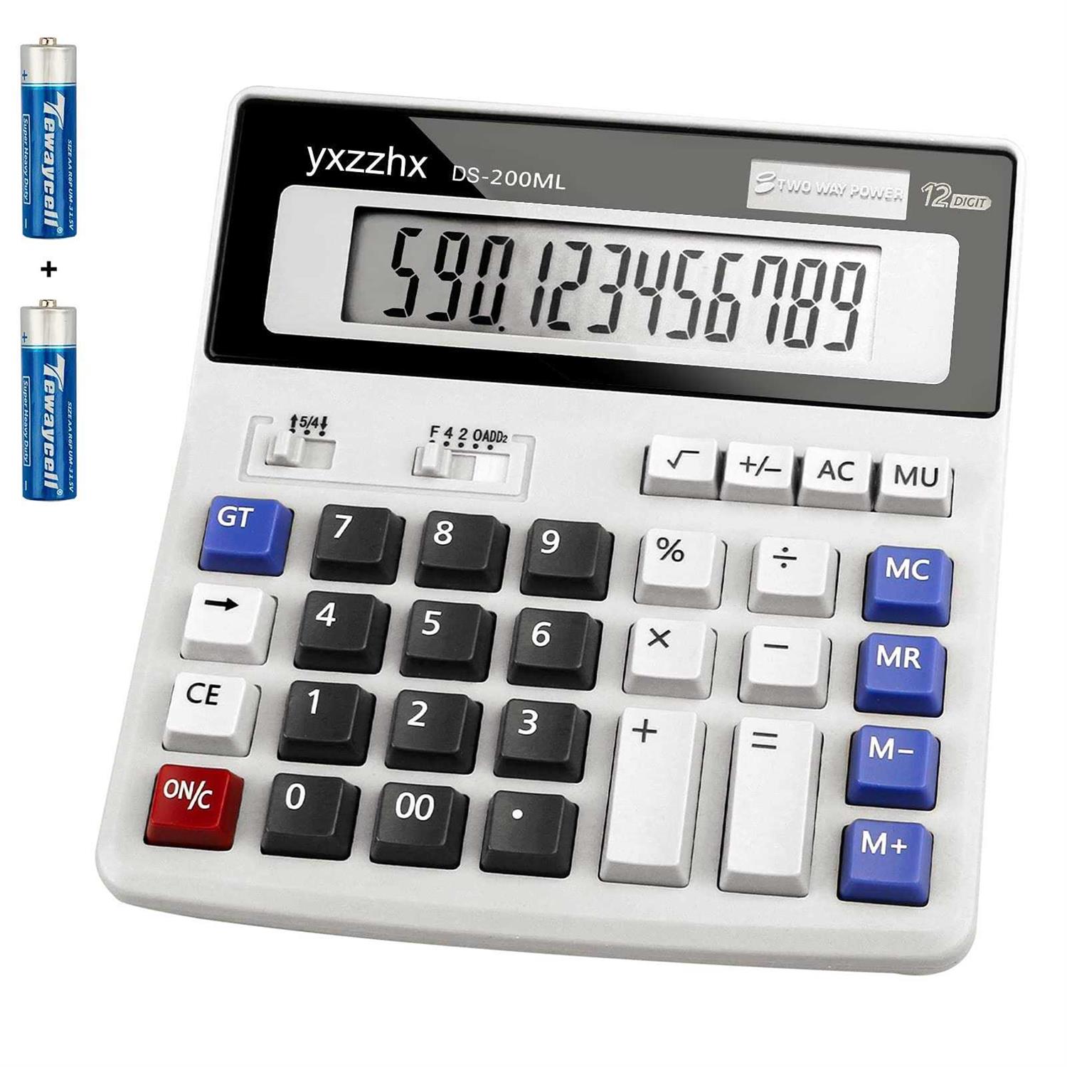 Desk Calculator 12 Digit Extra Large 4.3-Inch Lcd Display, Two Way Power Battery and Solar Calculators Desktop - Image 5
