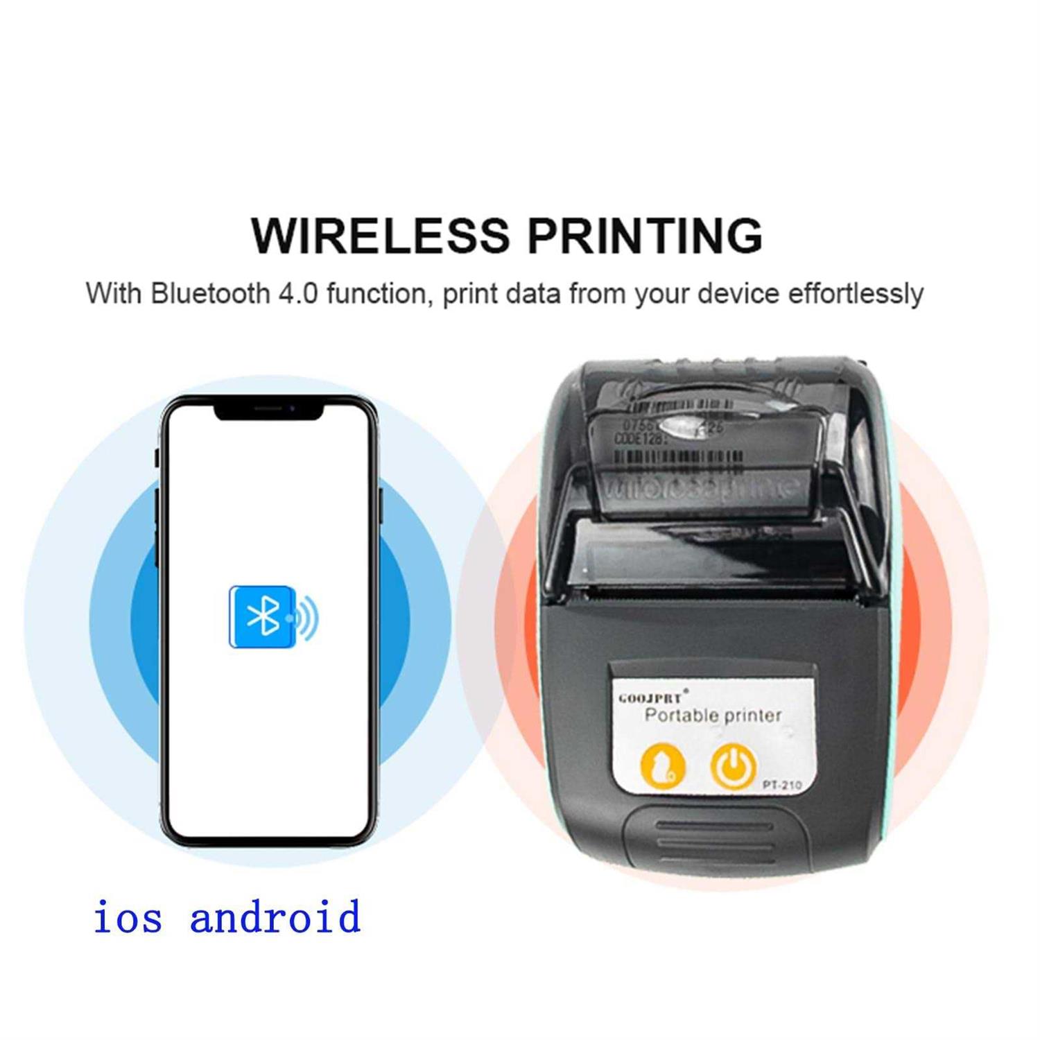 Receipt Printer 58mm Wireless Bluetooth Portable Mini Thermal pos Printer,2 inch Pocket Ticket Bill iOS Android Invoice Printer for Small Business - Image 3