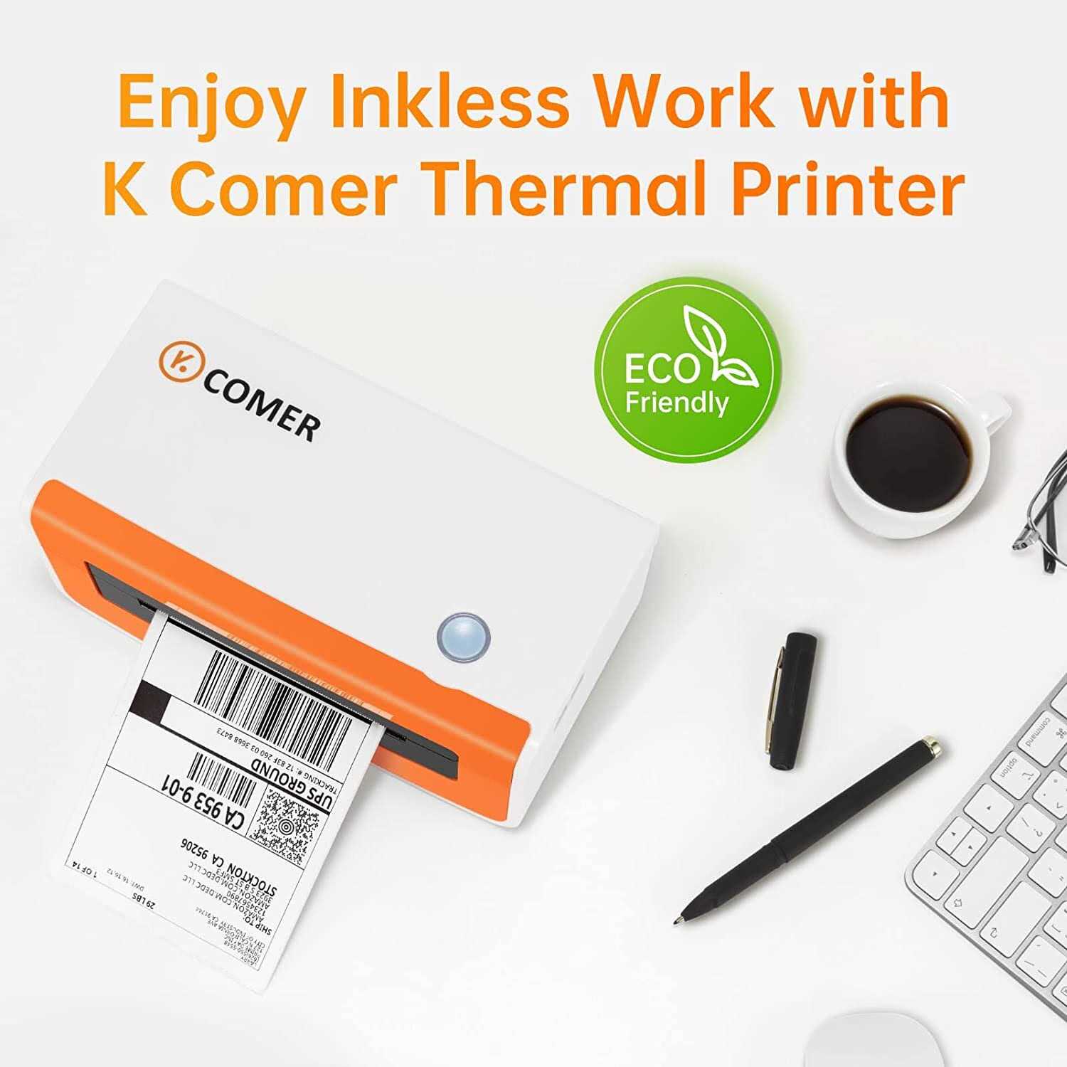 K Comer Shipping Label Printer 150mm/s High-Speed 4x6 Direct Thermal Label Printing for Shipment Package 1-Click Setup on Windows/Mac,Label Maker - Image 4