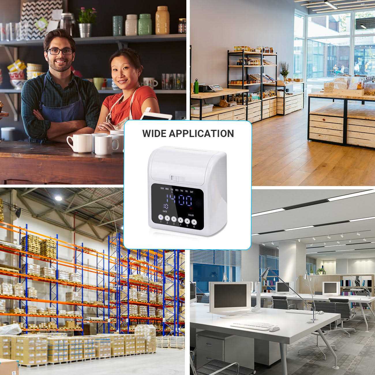 Tera Time Clocks with Extra 100pcs Time Cards Employee Attendance Punch Payroll Recorder LCD Display Screen - Image 3