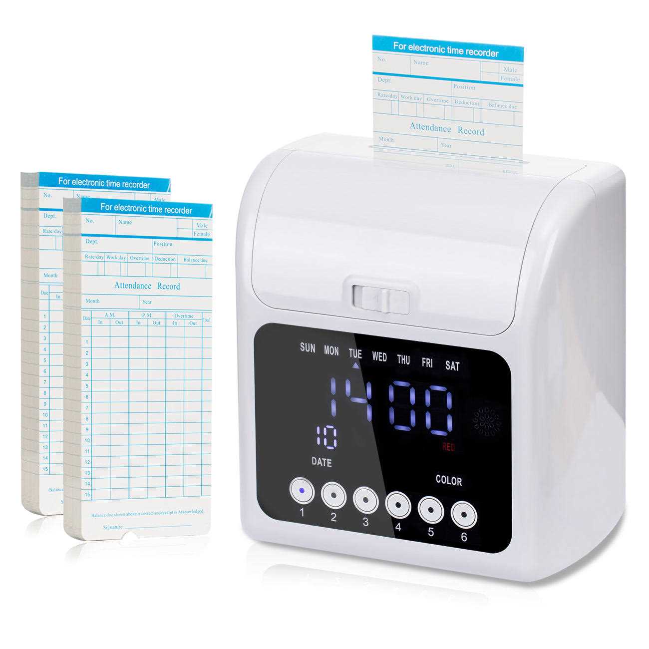 Tera Time Clocks with Extra 100pcs Time Cards Employee Attendance Punch Payroll Recorder LCD Display Screen - Image 4
