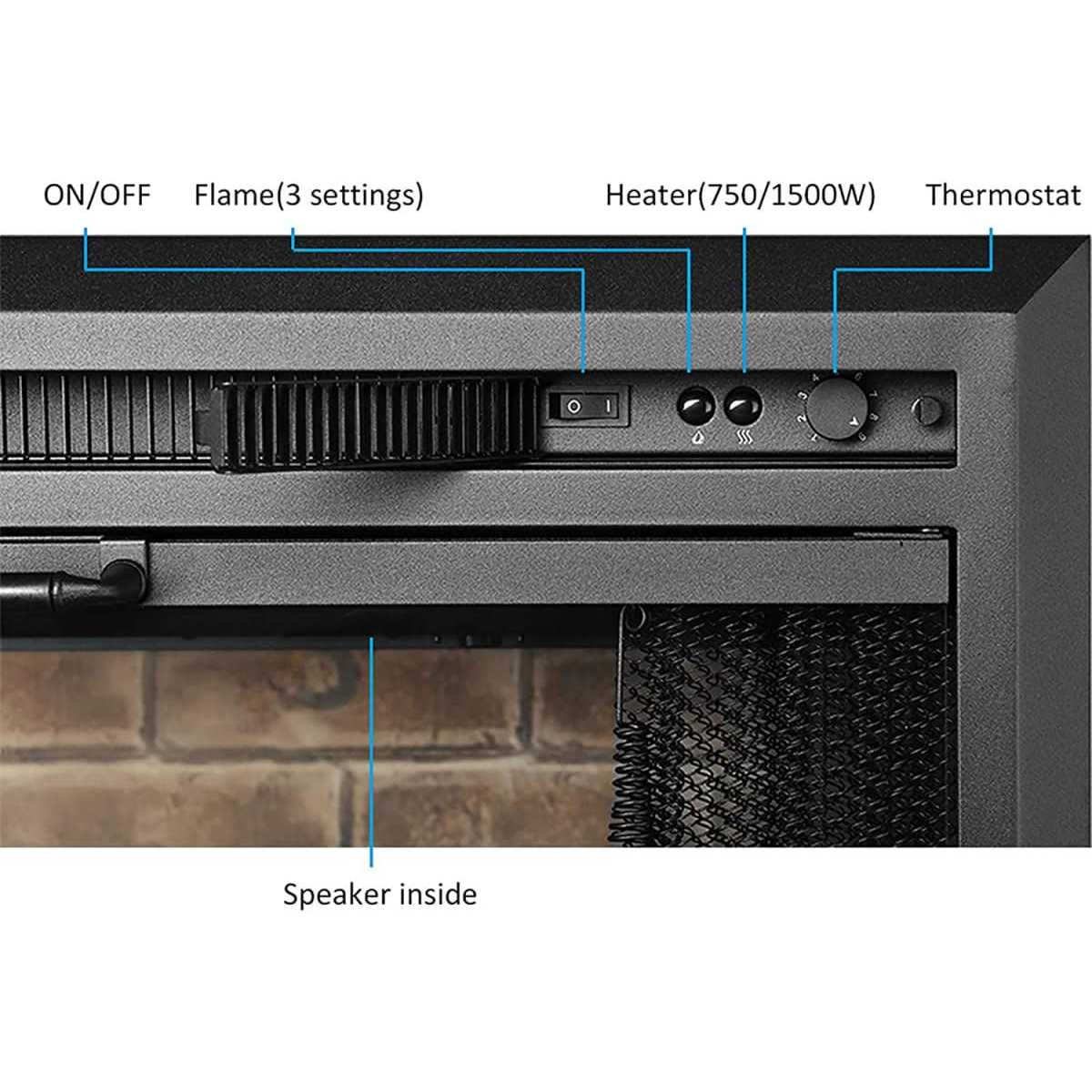 Puraflame Klaus Electric Fireplace Insert with Fire Crackling Sound Glass Door and Mesh Screen - Image 4