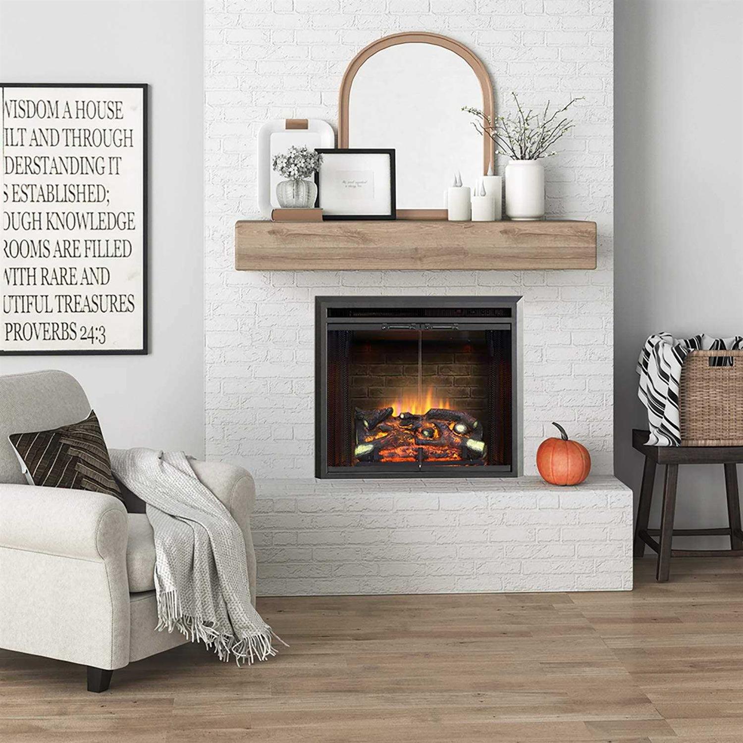 Puraflame Klaus Electric Fireplace Insert with Fire Crackling Sound Glass Door and Mesh Screen - Image 5