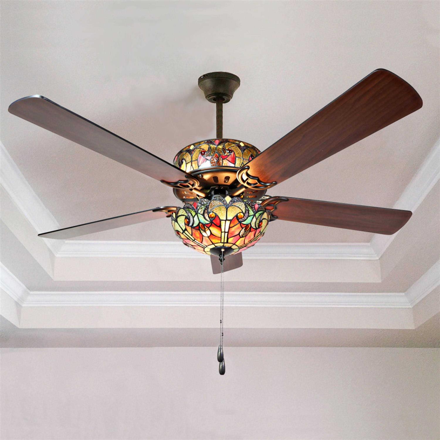 River of Goods 52 Halston Stained Glass LED Ceiling Fan With Light - Image 3