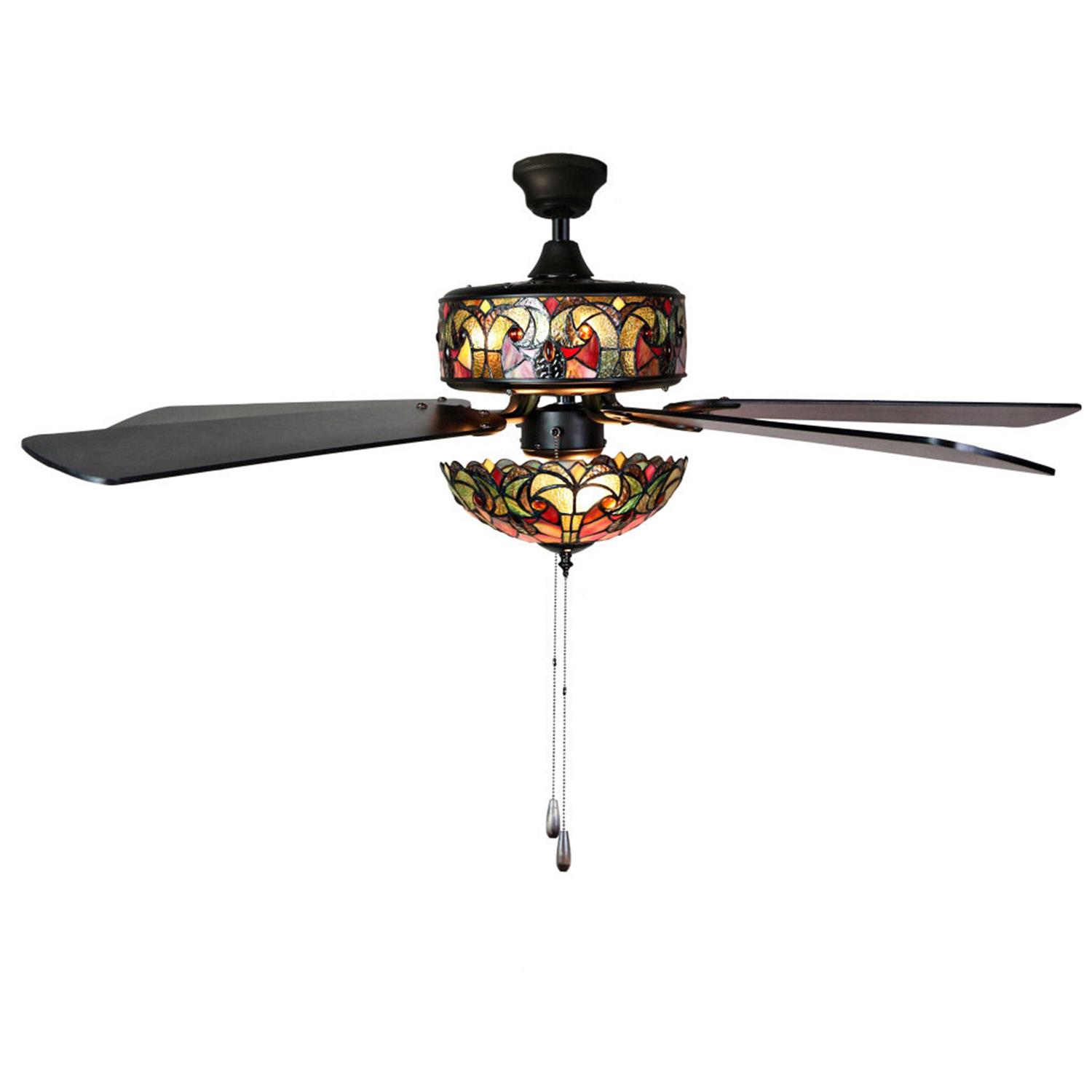 River of Goods 52 Halston Stained Glass LED Ceiling Fan With Light - Image 4