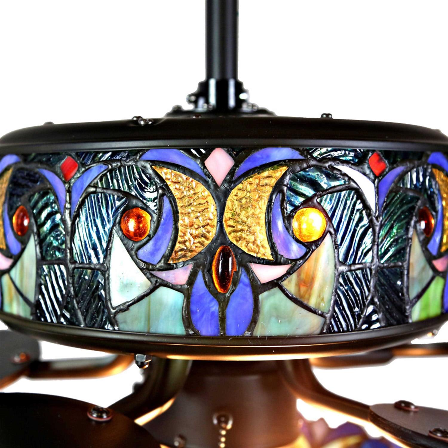 River of Goods 52 Halston Stained Glass LED Ceiling Fan With Light - Image 4