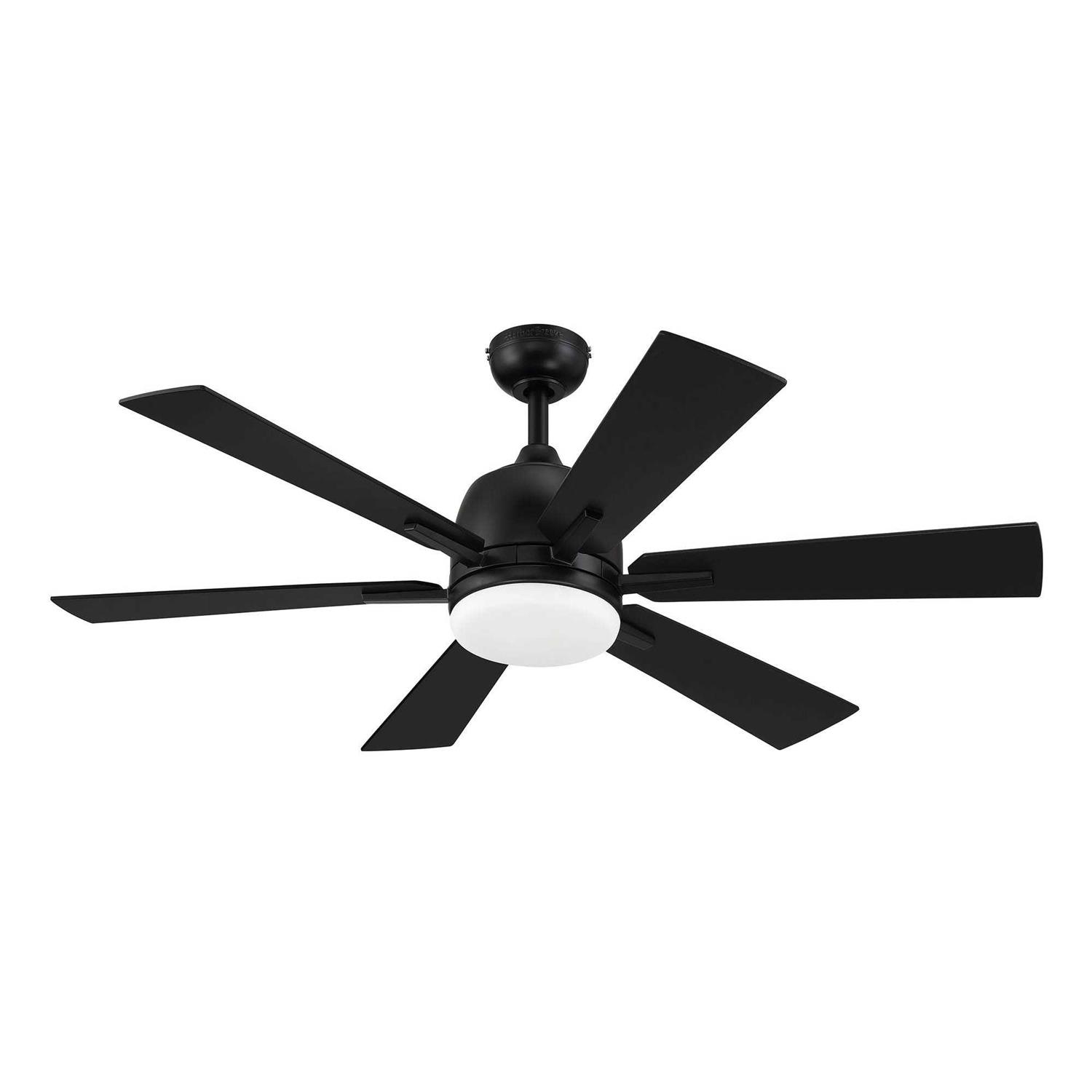 Harbor Breeze Bradbury 48-in Matte Black LED Indoor Downrod or Flush Mount Ceiling Fan with Light Remote BRD48MBK6LR - Image 3