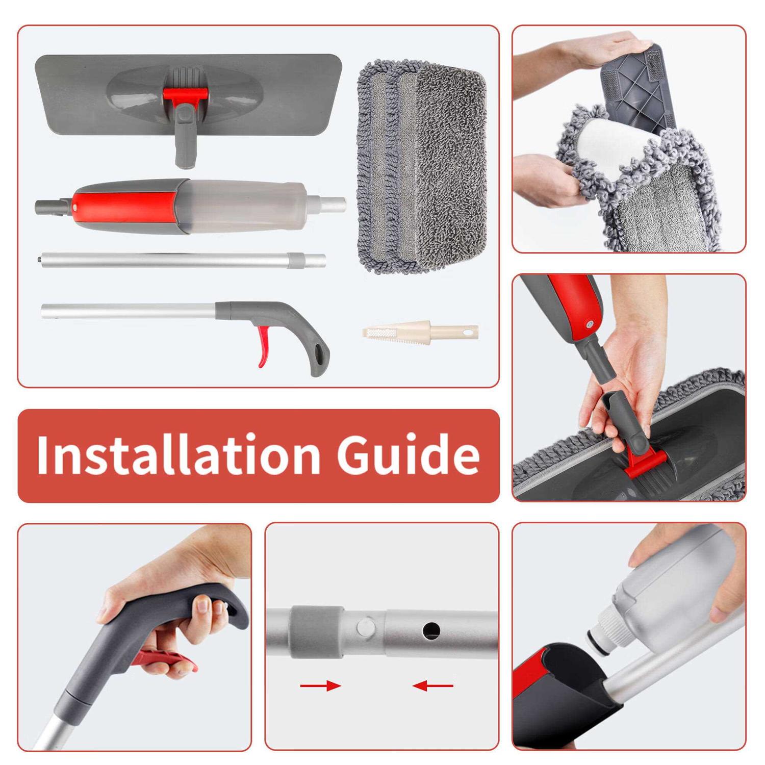 Sugarday Microfiber Spray Mops for Floor Cleaning Wet Dry Dust Hardwood Kitchen Floor Mop - Image 4