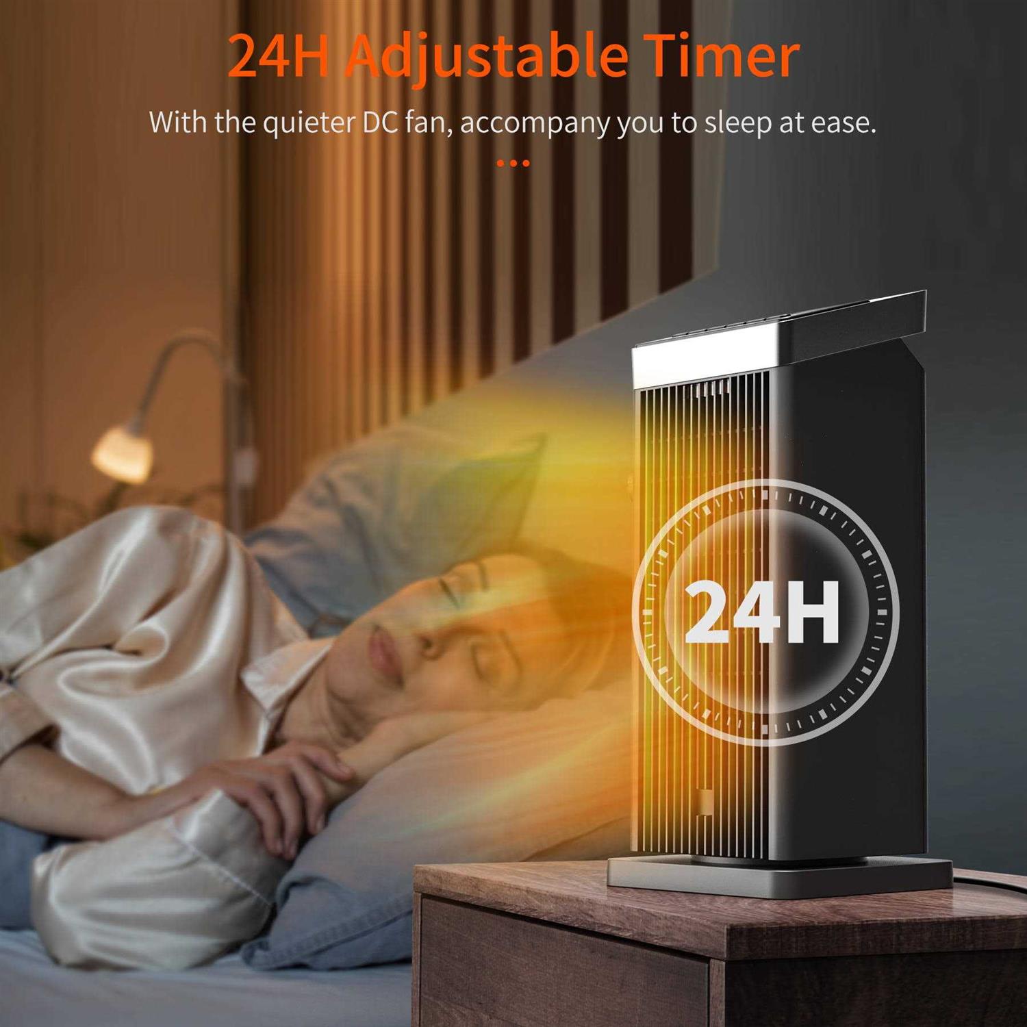 Alrocket 1500w Ceramic Heater 90'' Oscillating with Thermostat and Remote Control - Image 4