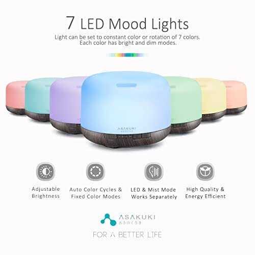 ASAKUKI 500ml Premium Essential Oil Diffuser with Remote Control 5 in 1 Ultrasonic Aromatherapy Fragrant Oil Humidifier Vaporizer - Image 3