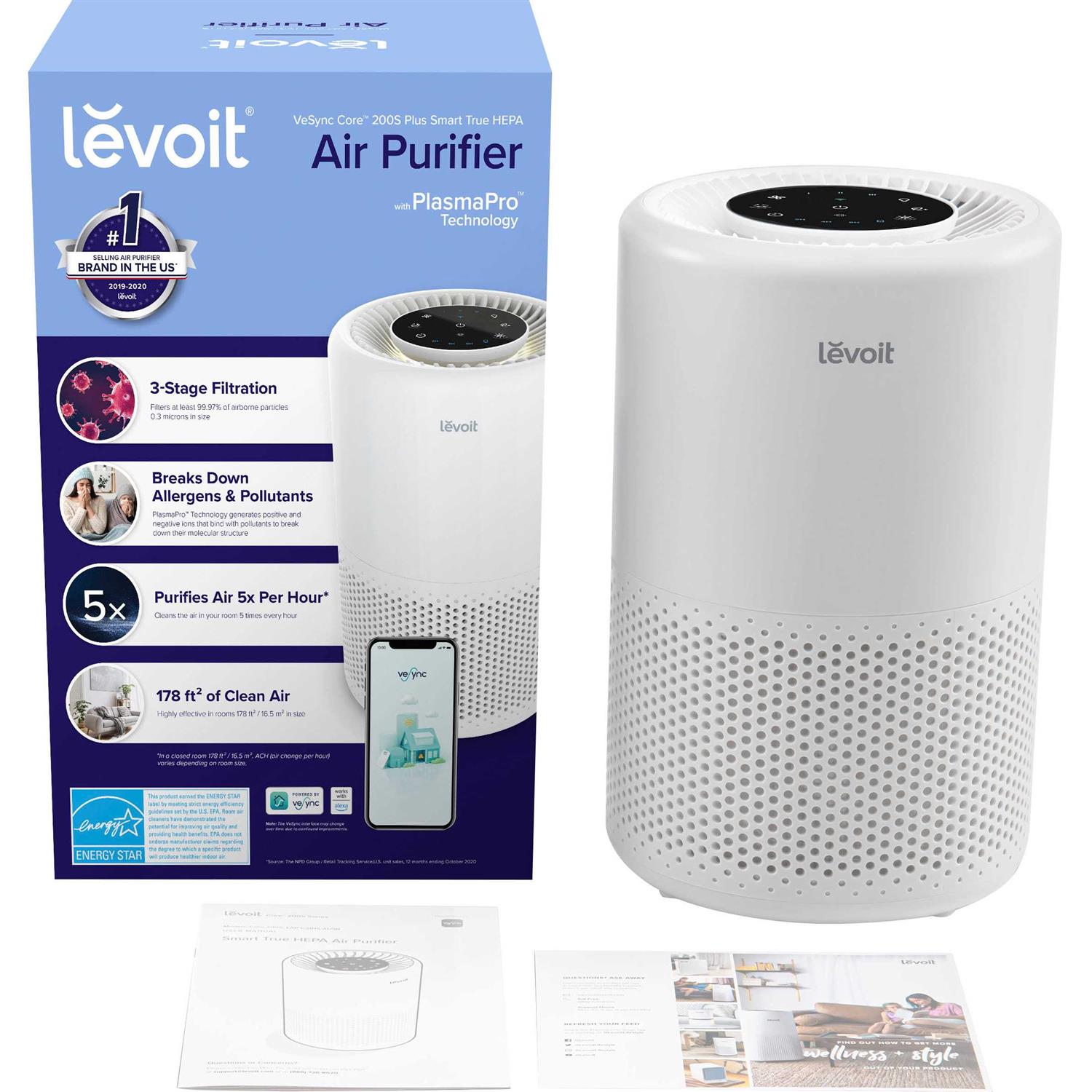 Levoit VeSync PlasmaPro 200S True HEPA Smart Air Purifier - Image 4