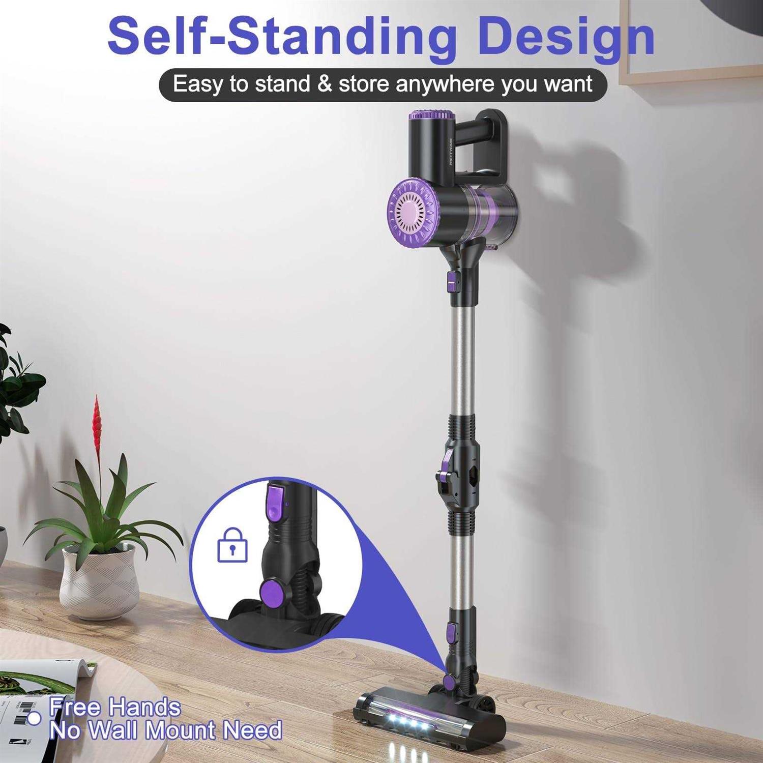 PRETTYCARE Cordless Vacuum Cleaner 6 in 1 Lightweight Stick Vacuum Self-Standing with Powerful Suction - Image 5