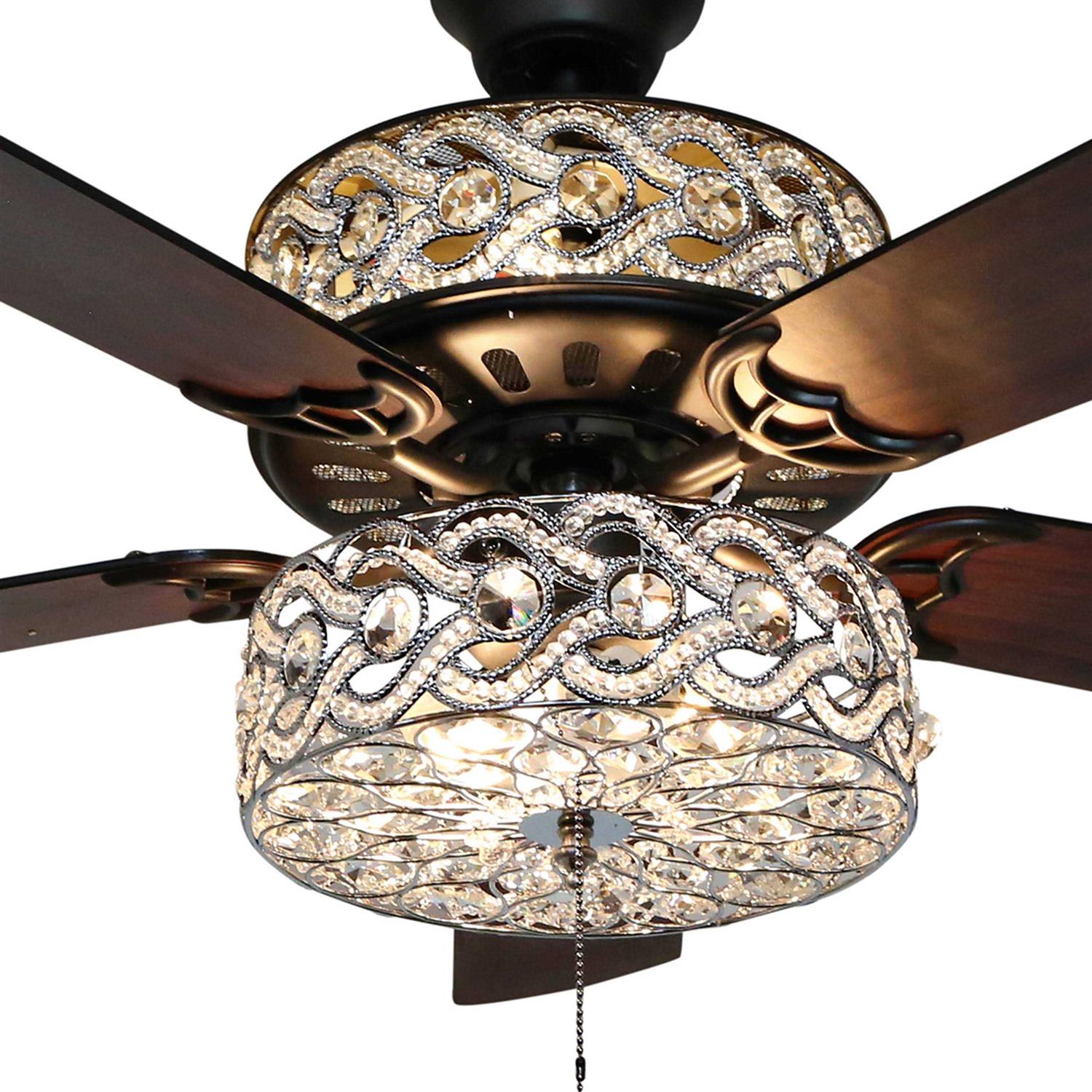 River of Goods 52 inch Luxe Enlaced Crystal LED Ceiling Fan with Light - Image 3