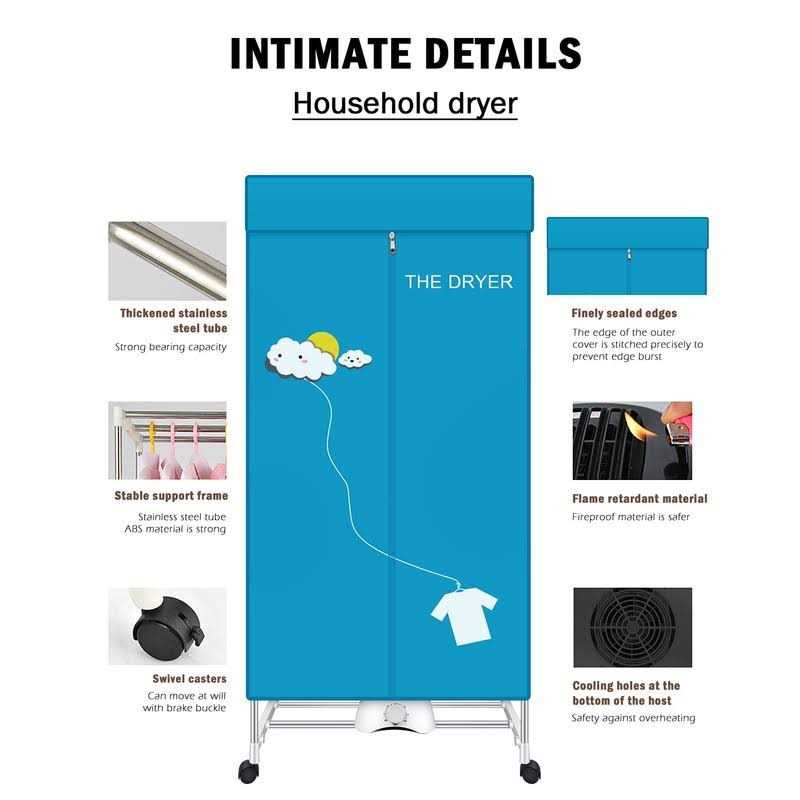 Xiaqing Portable Dryer,110V 1000w Electric Clothes Dryer Machine Double layer Stackable Clothes Drying Rack for Apartments - Image 4