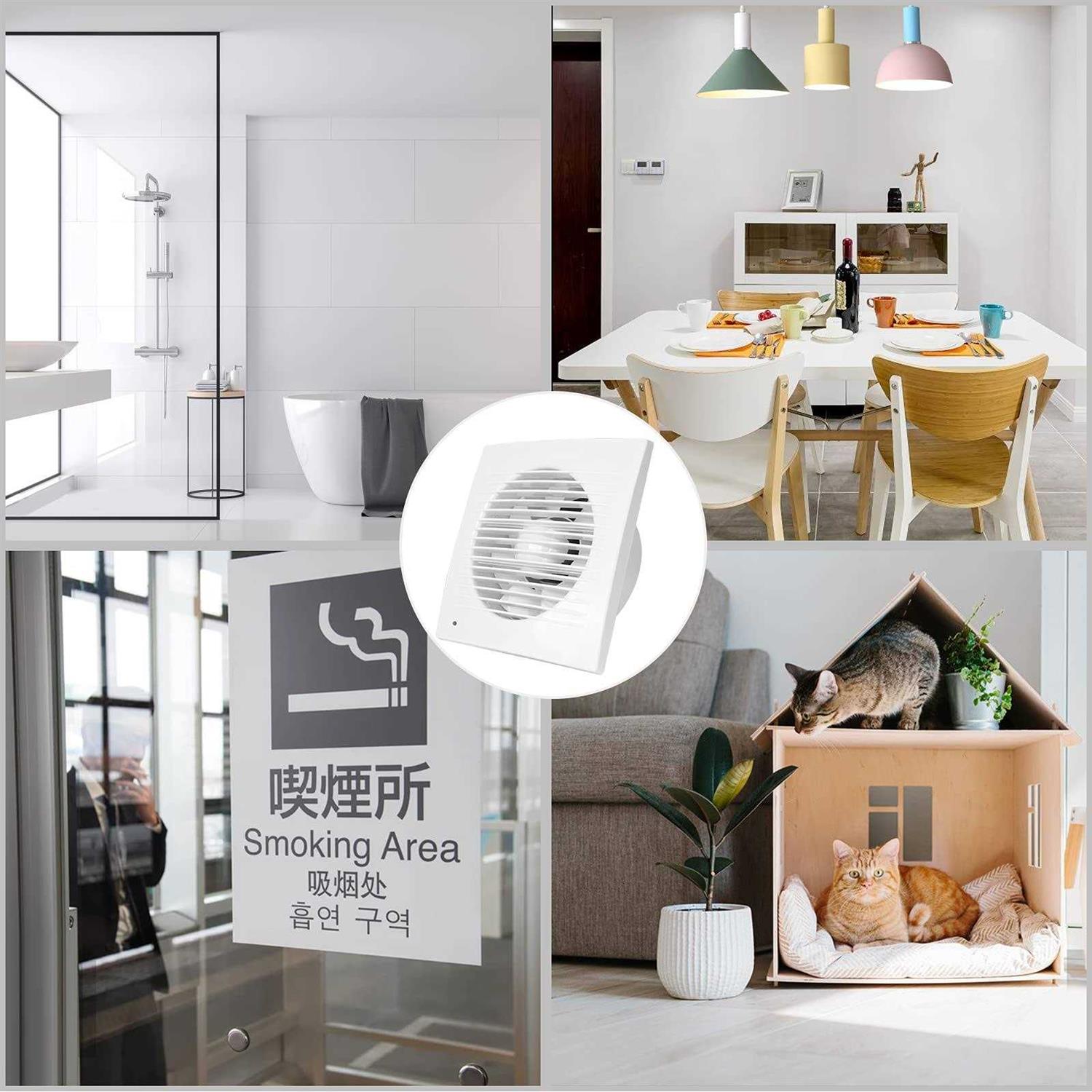 HUGOOME Exhaust Fan 12w Ventilation Extractor with Anti-backflow Check Valve Ultra Thin Window and Wall Mount Vent Fans for Kitchen Bathroom Greenhous - Image 4