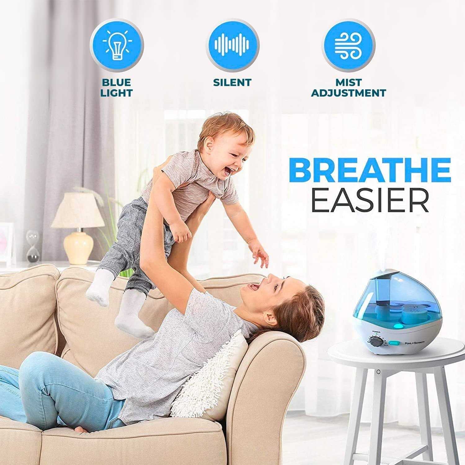 Ultrasonic Viral Support Humidifier for Bedrooms, Whisper-Quiet Operation with Nightlight and Auto-Shut Off - Image 3