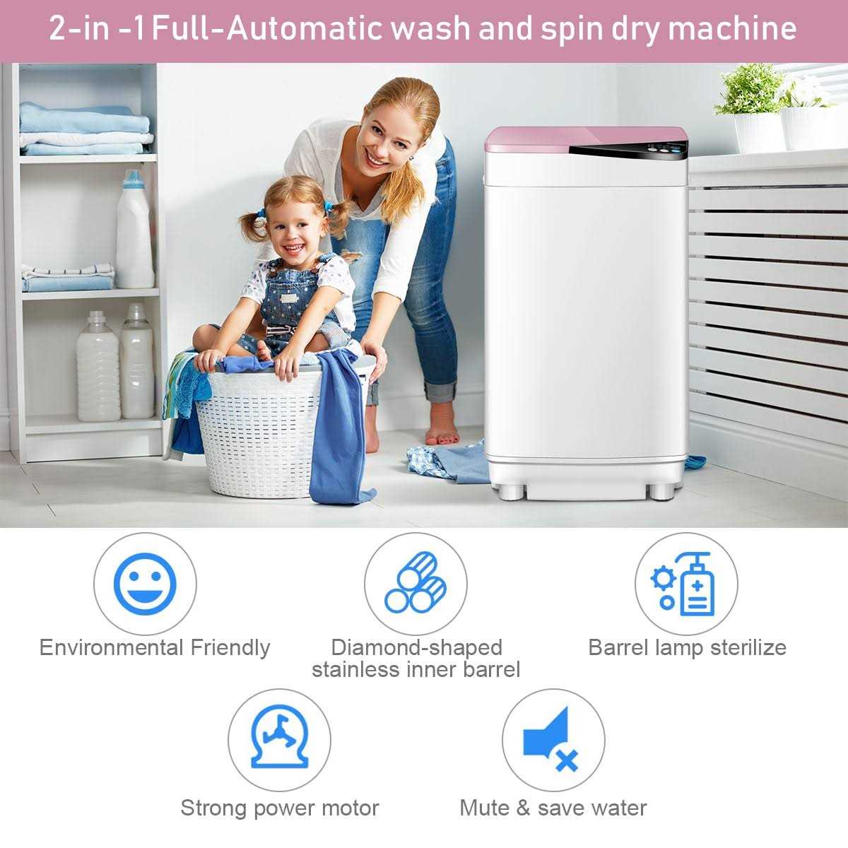 Full-Automatic Washing Machine 7.7 lbs Washer/Spinner Germicidal UV Light - Image 5