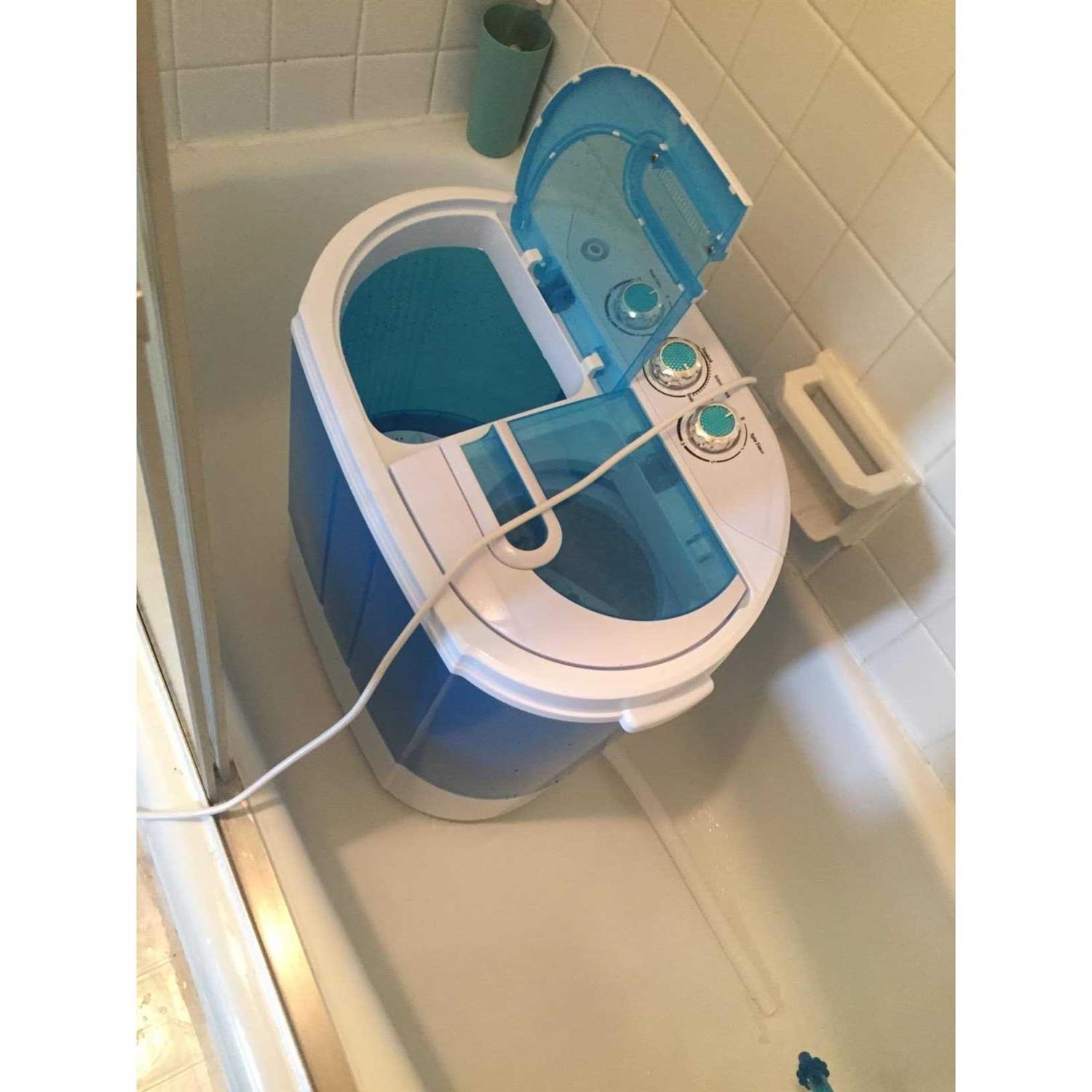Super Deal Portable Compact Washing Machine, Mini Twin Tub Washing Machine w/Washer&Spinner, Gravity Drain Pump and Drain Hose - Image 4