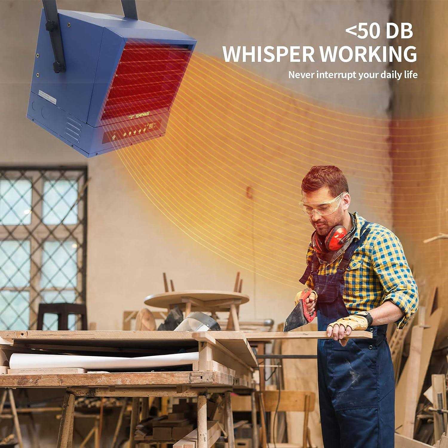 Tempware Electric Garage Heater 10,000-Watt Digital Fan-Forced Ceiling Mount Shop Heater with Full-Function Remote - Image 3