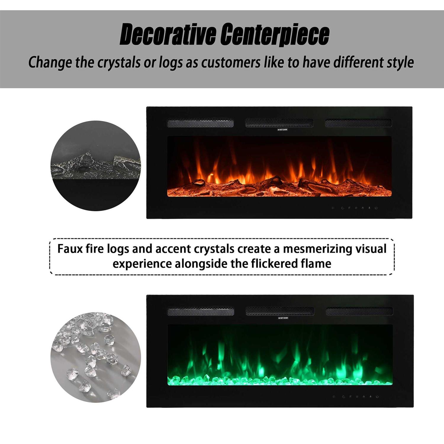 Mondawe 36-in W Black Fan-forced Electric Fireplace OR-M6836B-TR - Image 5