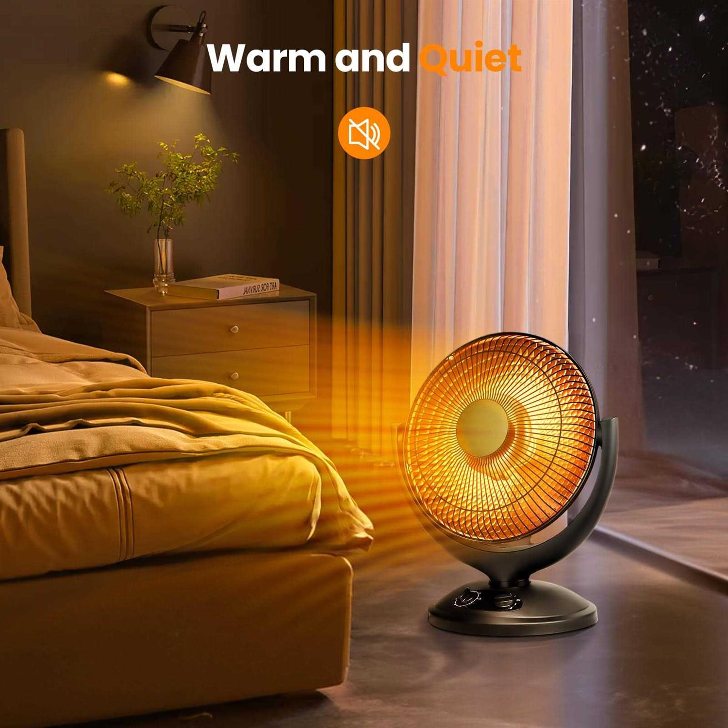 Kismile Oscillating Parabolic Space Heater with Thermostat and Timer, Radiant Dish Heater with Tip-Over and Overheating Protection For Indoor Use - Image 4