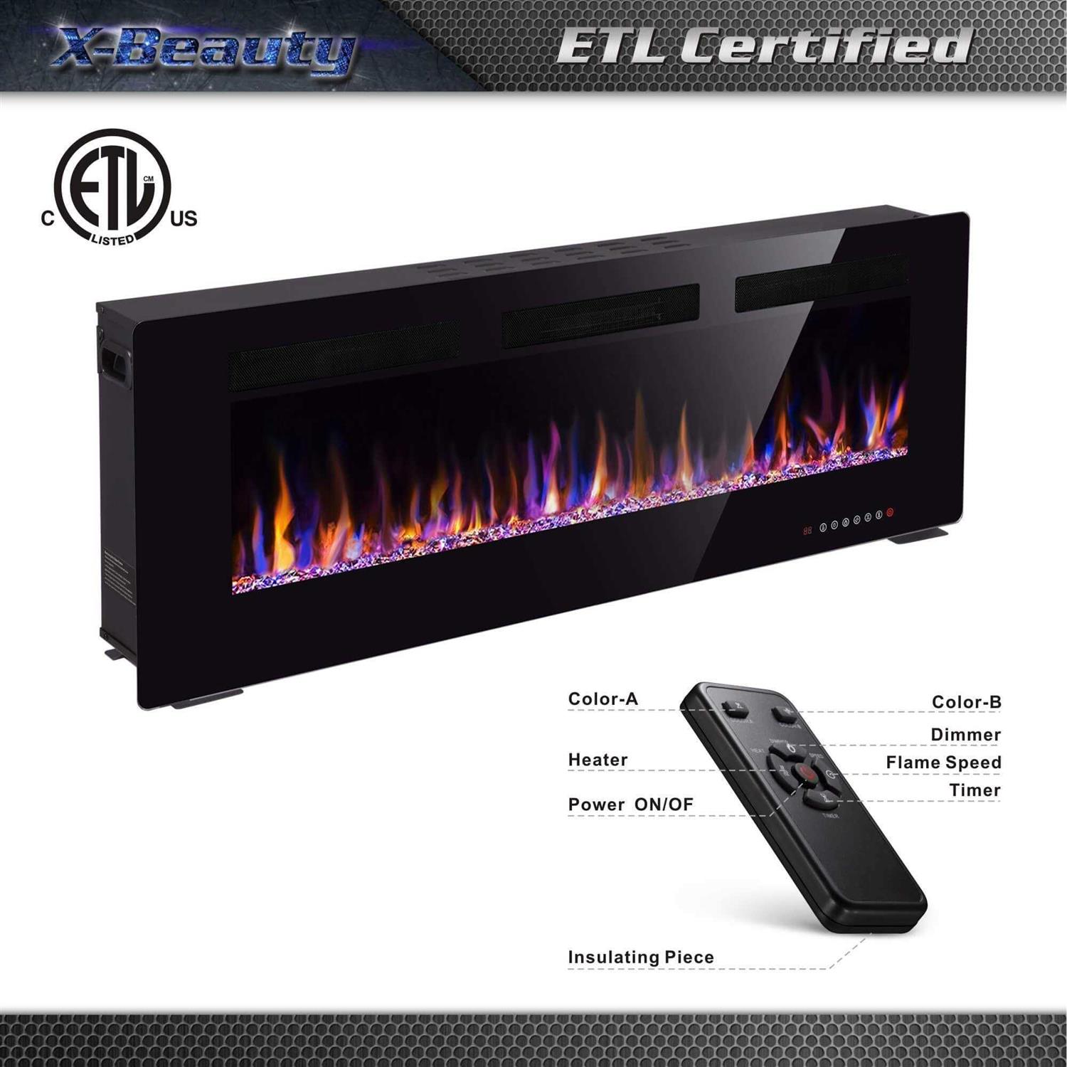 R.W.FLAME Freestanding Fireplace Heater with Realistic Flame,Portable Remote Control - Image 3