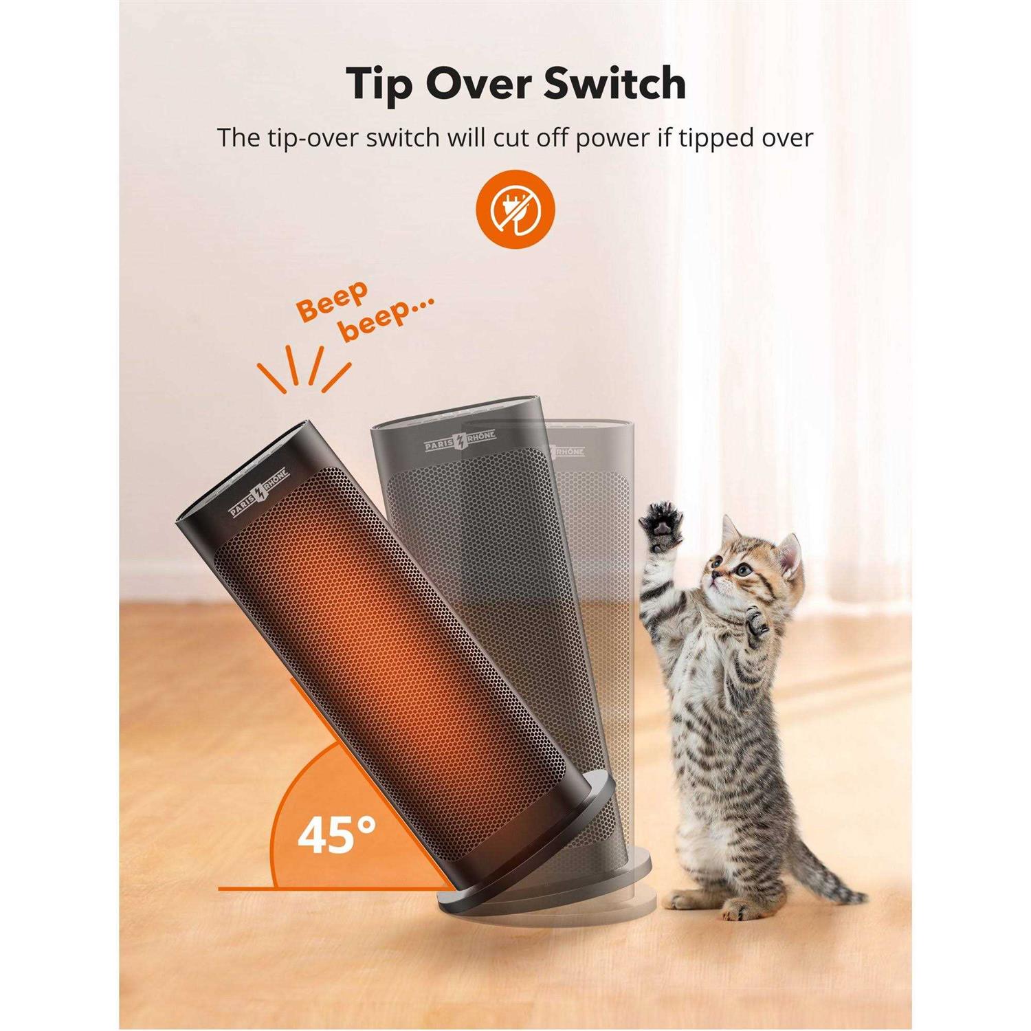 Taotronics Space Heater, Portable 1500w Oscillating Electric Space Heater with Remote, LED Display, Auto off, for Home Inside Office and Bedroom - Image 3