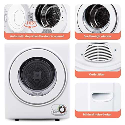 Euhomy 110V Portable Clothes Dryer 850W Compact Laundry Dryers 1.5 cu.ft Front Load Stainless Steel Electric Dryers Machine with Stainless Steel Tub - Image 5