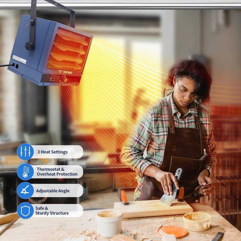 Tempware Electric Garage Heater 5000-Watt Ceiling Mount Shop Heater with 3 Heat Levels - Image 4