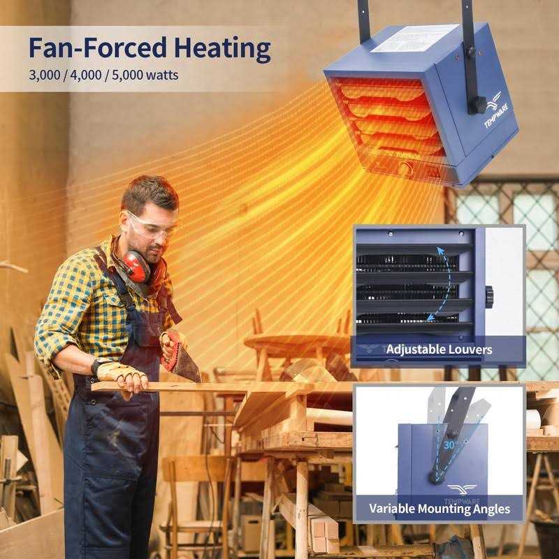 Tempware Electric Garage Heater 5000-Watt Ceiling Mount Shop Heater with 3 Heat Levels - Image 5