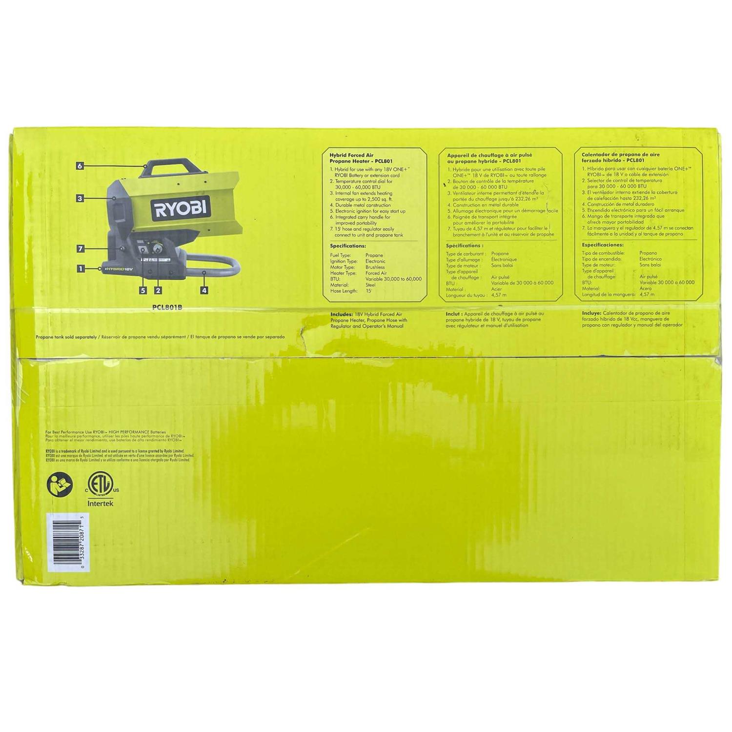 RYOBI ONE+ 18V Cordless Hybrid Forced Air Propane Heater - Image 4