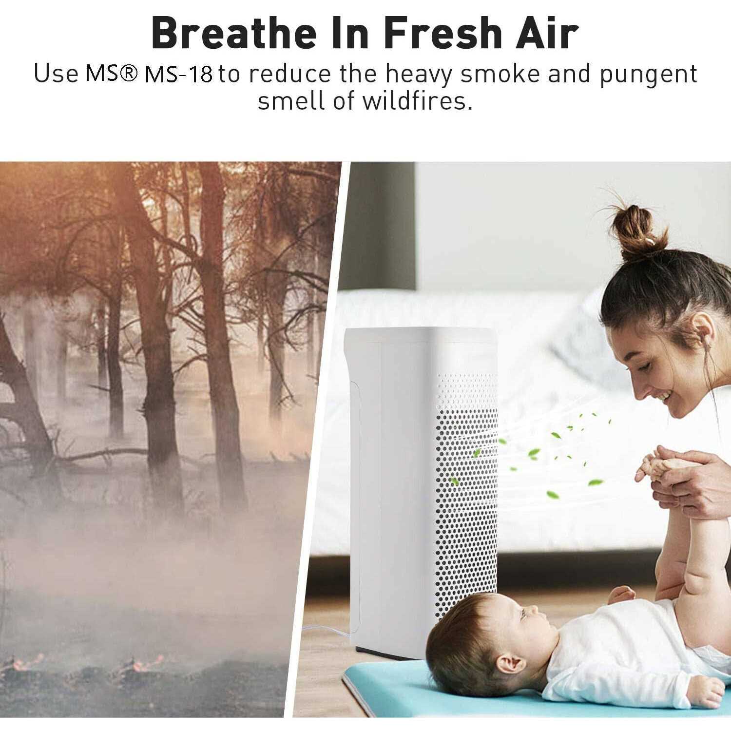 Membrane Solutions MS18 Air Purifier Washable Pre-Filter with H13 True HEPA Air Filter for Large Room 825 Sq Ft - Image 3