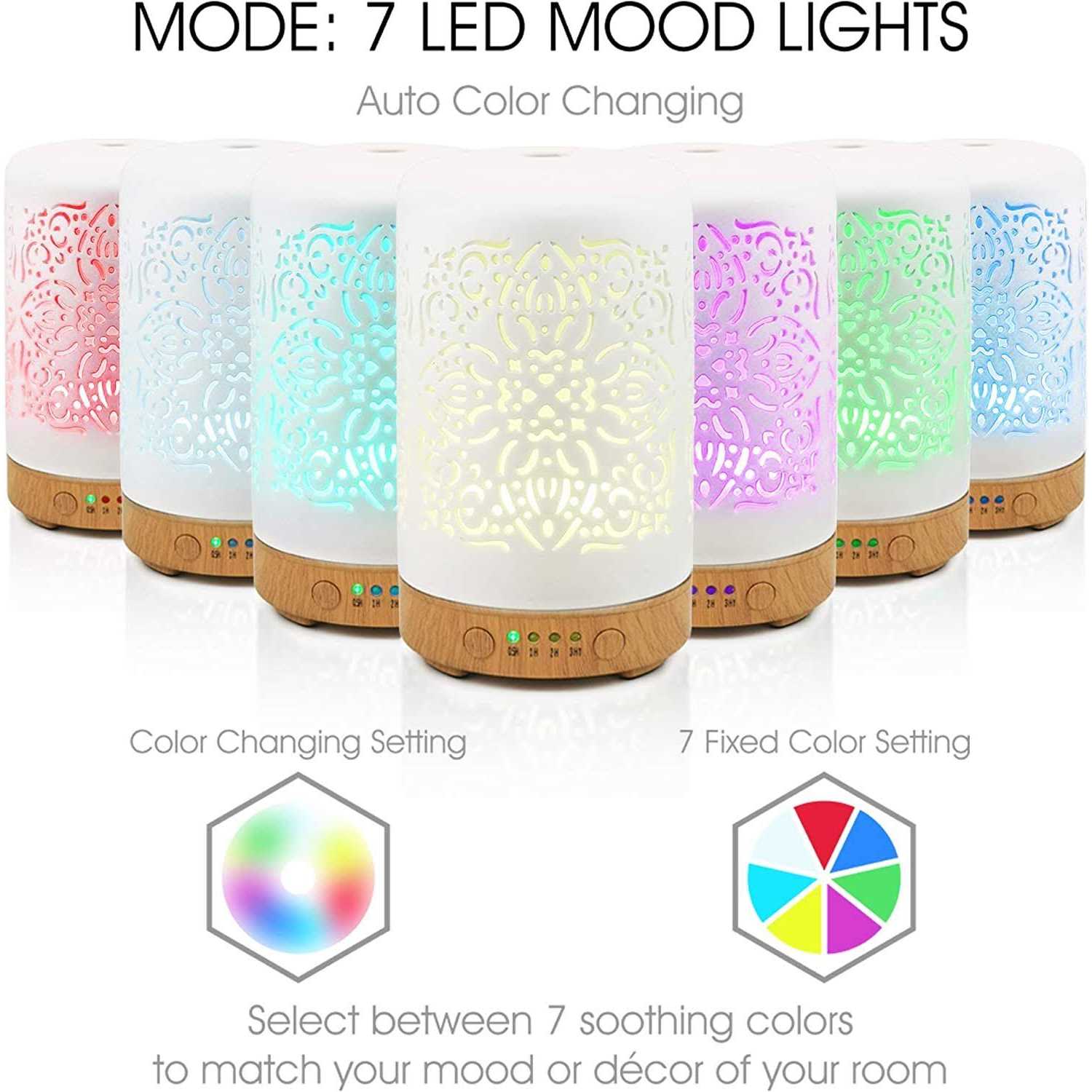 Earnest Living Essential Oil Diffuser White Ceramic Diffuser 100 ml Timers Night Lights and Auto Off Function Home Office Humidifier Aromatherapy - Image 3