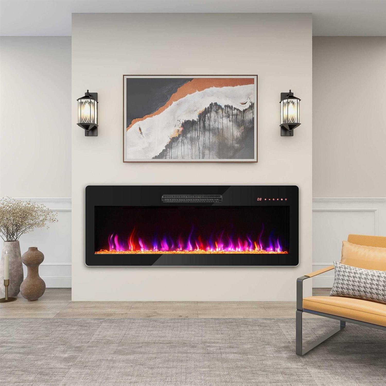 BELLEZE Electric Fireplace Heater 1400 W Recessed & Wall Mounted Electric Fireplace with Remote Control - Image 5