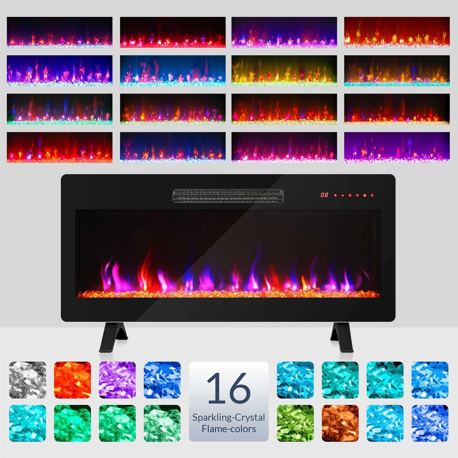 BELLEZE Electric Fireplace Heater 1400 W Recessed & Wall Mounted Electric Fireplace with Remote Control - Image 3