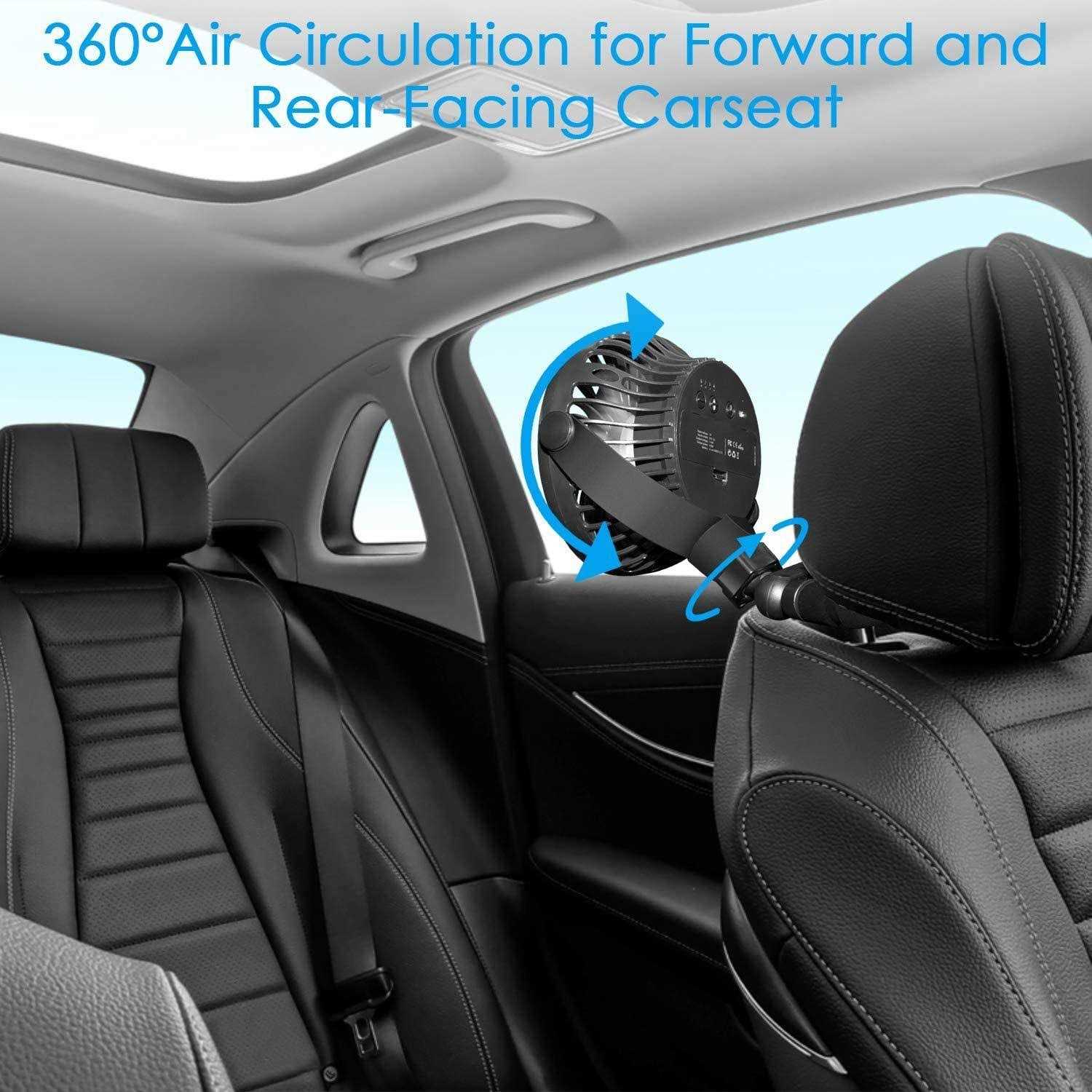 Amacool Battery Operated Stroller Fan Flexible Tripod Clip On Fan with 3 Speeds and Rotatable Handheld Personal Fan for Car Seat Crib Bike Treadmill - Image 3