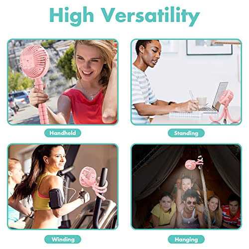 Amacool Battery Operated Stroller Fan Flexible Tripod Clip On Fan with 3 Speeds and Rotatable Handheld Personal Fan for Car Seat Crib Bike Treadmill - Image 3