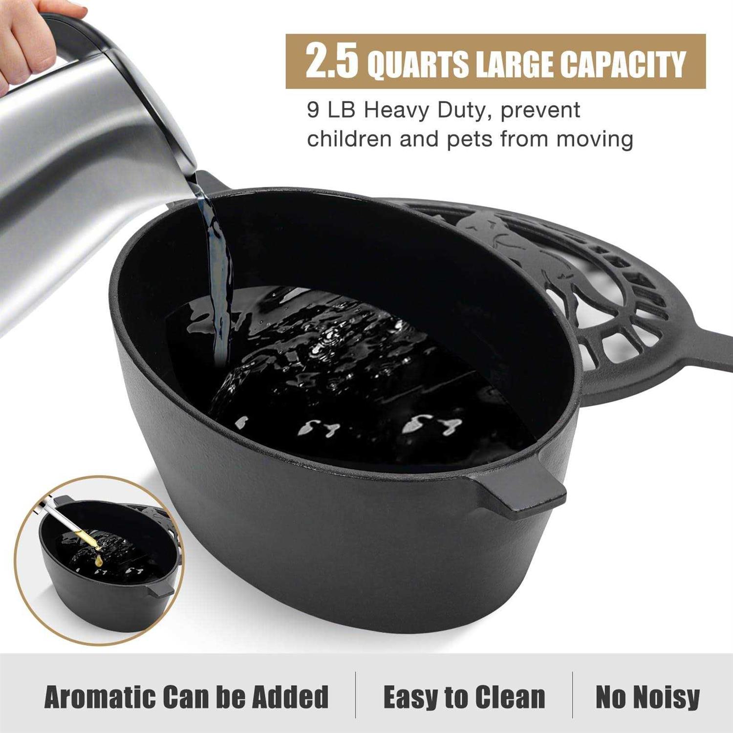 MYFIREPLACEDIRECT Wood Stove Steamer Fireplace Humidifier Pot Decorative Pattern Cast Iron Steamer for Wood Stove Rust Resistant Indoor 2.5 - Image 3