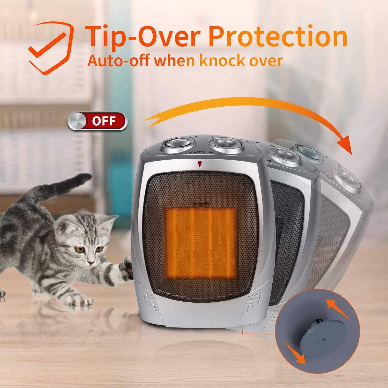 GiveBest Ceramic Space Heater, 750w/1500w Portable Electric Heater With Adjustable Thermostat - Image 5