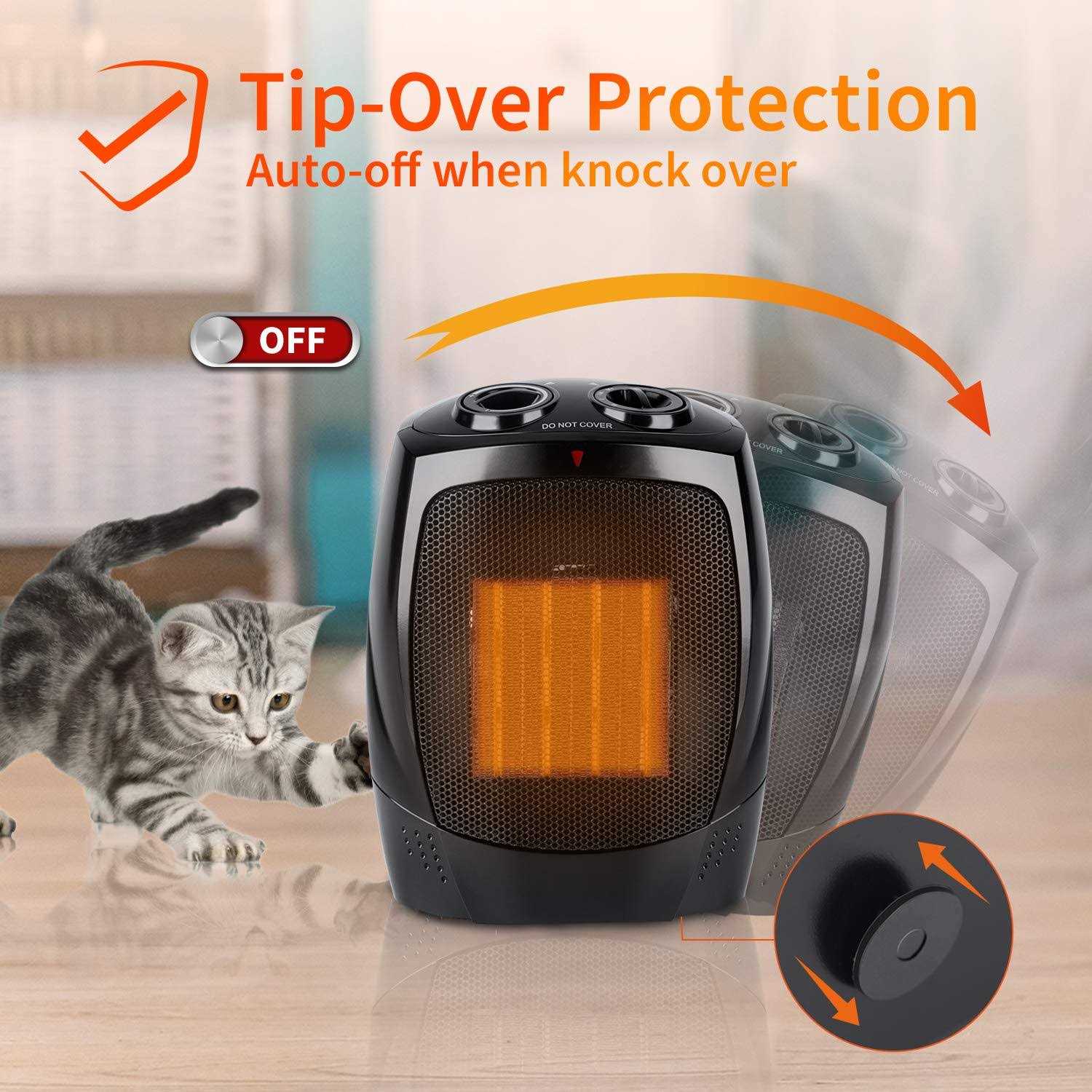 GiveBest Ceramic Space Heater, 750w/1500w Portable Electric Heater With Adjustable Thermostat - Image 4