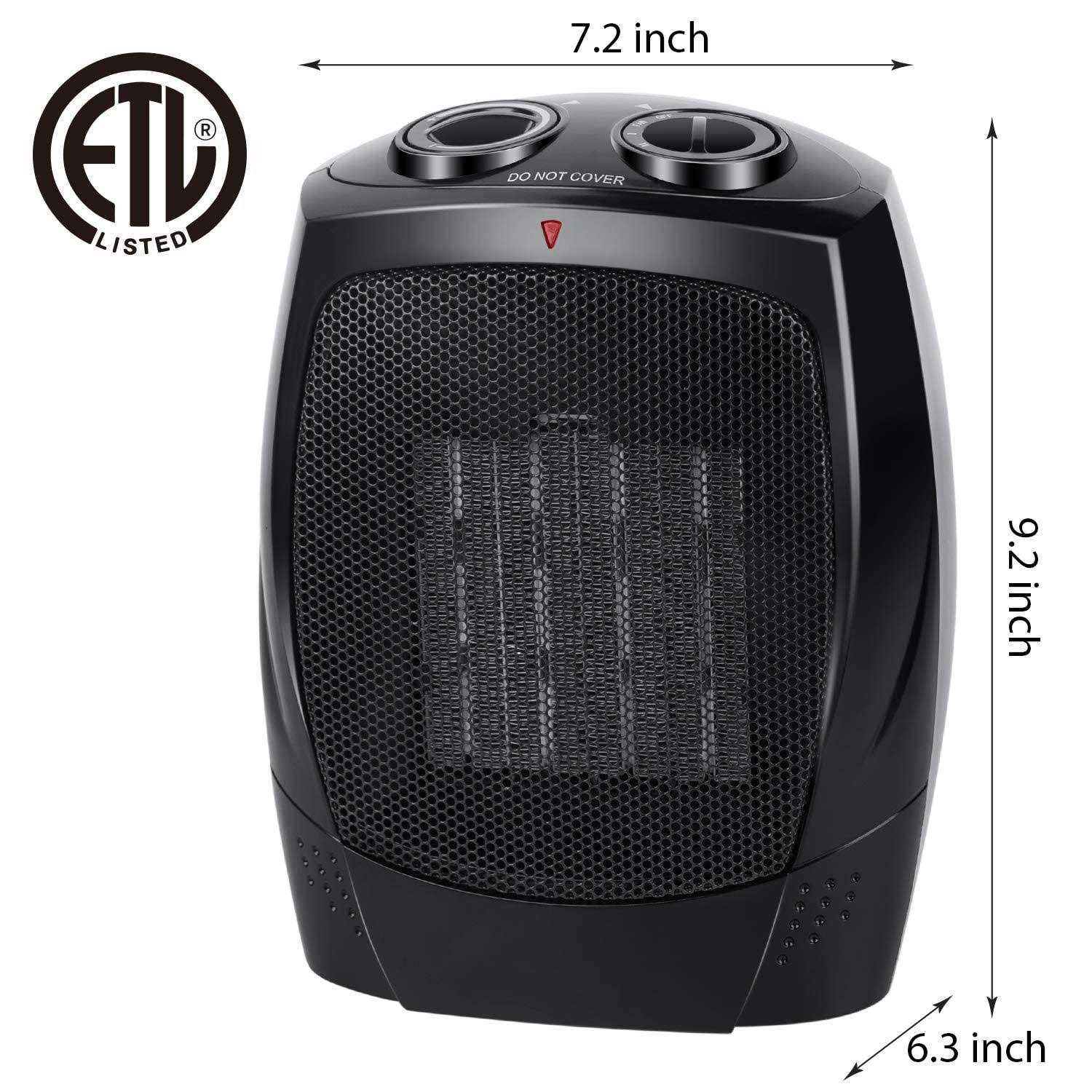 GiveBest Ceramic Space Heater, 750w/1500w Portable Electric Heater With Adjustable Thermostat - Image 5