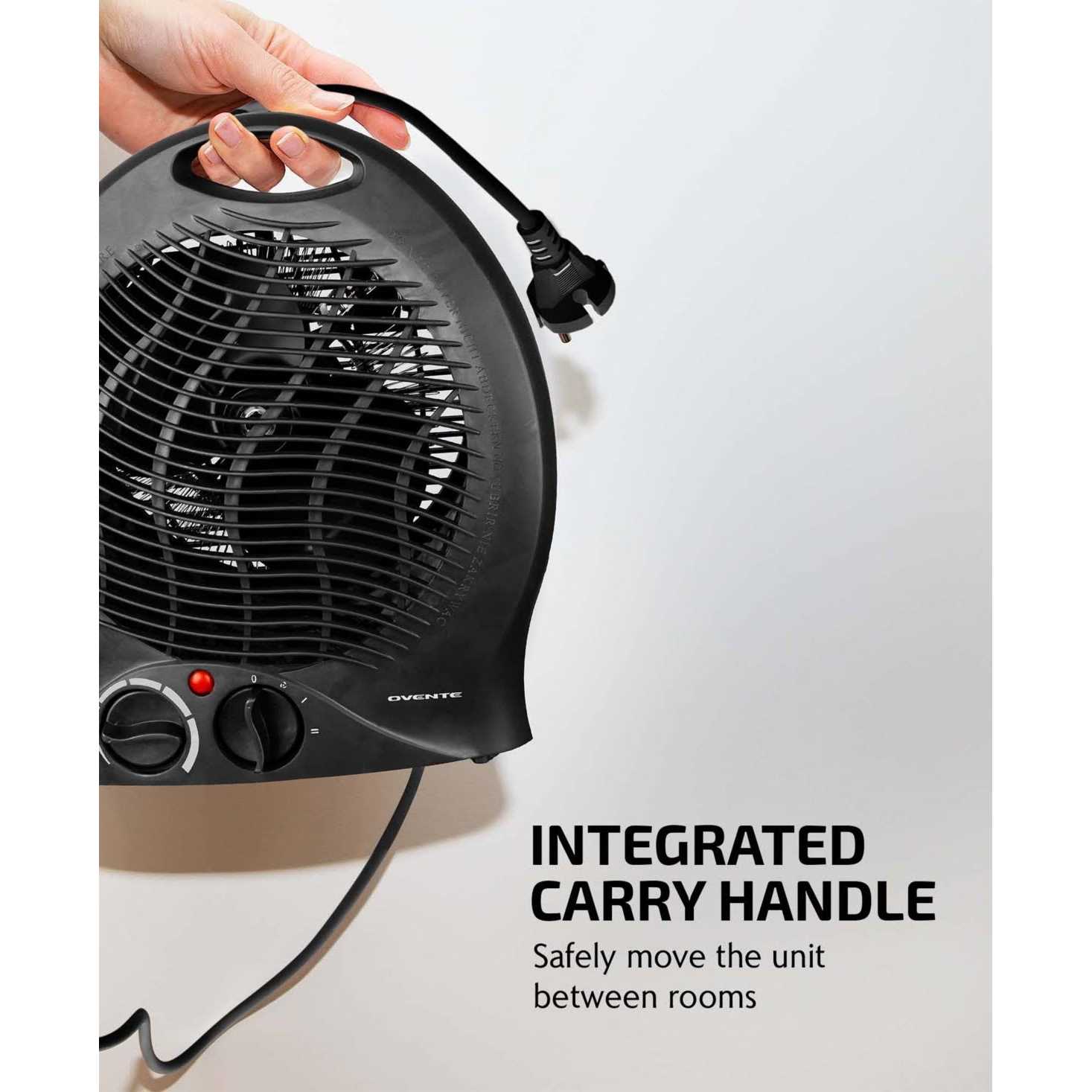 Ovente Portable Electric Heater With Thermostat Control Indicator Light & Safety Switch - Image 3