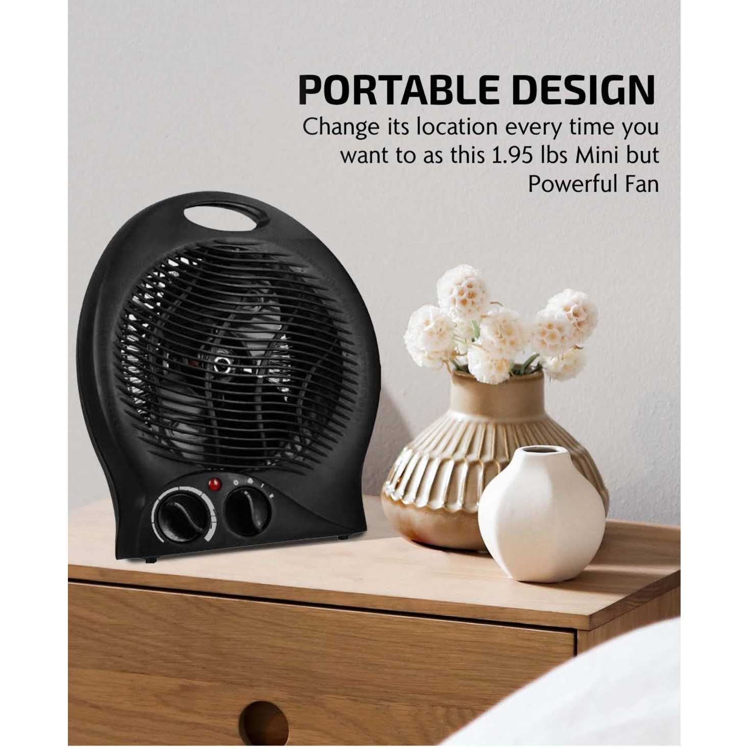 Ovente Portable Electric Heater With Thermostat Control Indicator Light & Safety Switch - Image 4