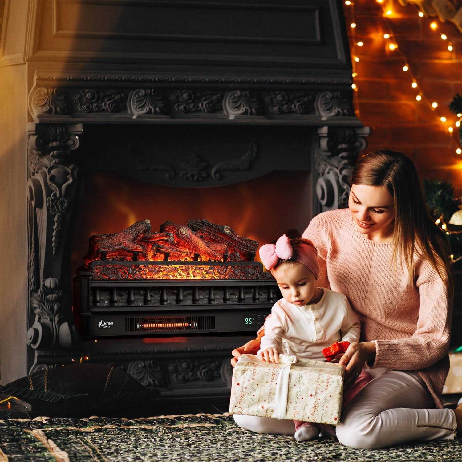 TURBRO Eternal Flame 1500-Watt 26 Infrared Quartz Electric Fireplace Log Heater - Image 5