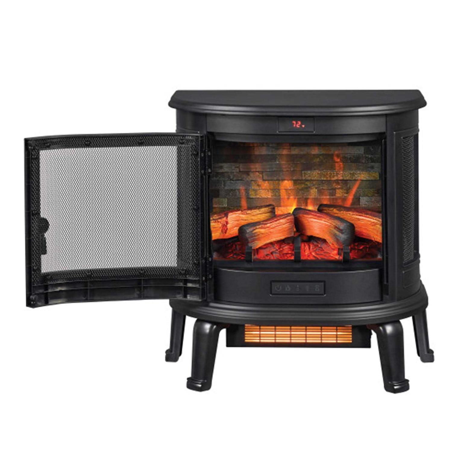 Duraflame Black Curved Front 3D Infrared Electric Fireplace Stove with Remote Control - Image 3