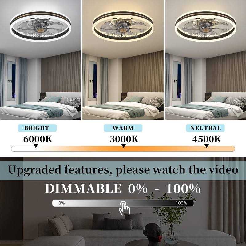 Fszdorj 2023 Upgraded 20‘' Smart Ceiling Fan with Light Low Profile Fan - Image 3